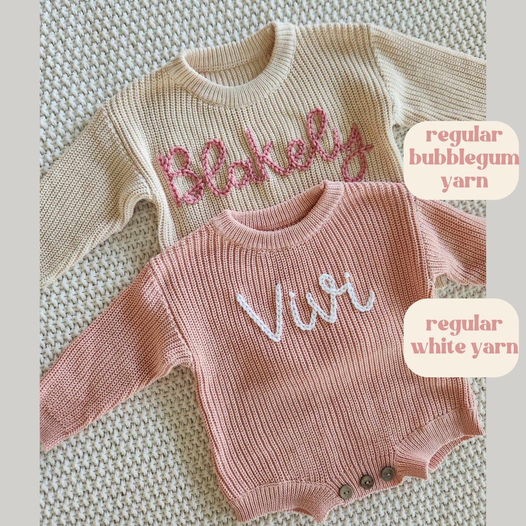 Hand Embroidered Sweater Romper, Custom Baby Sweater Romper