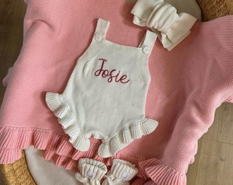 Strampler mit Rüschenbeinen, besticktes Geschenk zur Babyparty, ärmelloser Sommerstrampler