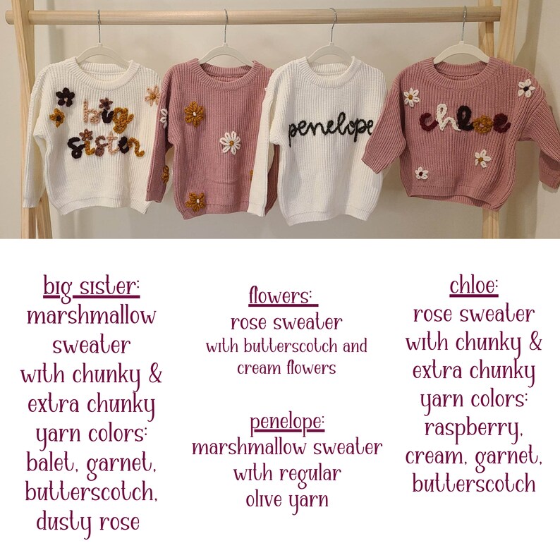 Custom Hand Embroidered Oversized Toddler And Baby Name Knit Sweater