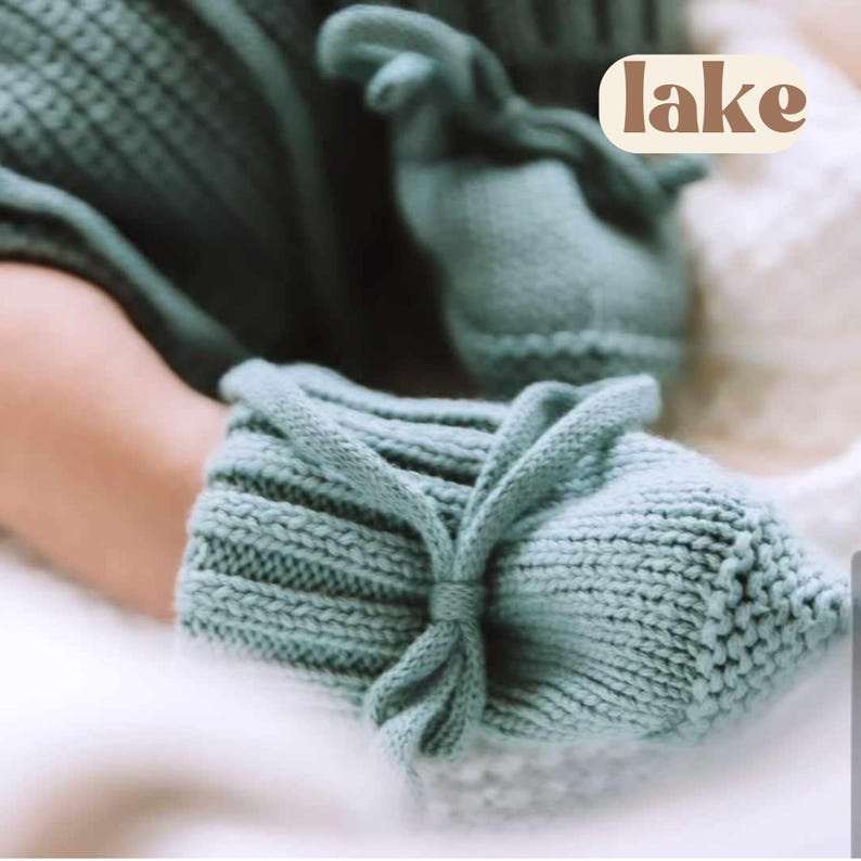 Knit Baby Booties- 100% Cotton Booties, Birth Announcement Outfit, Baby Shower Gift 0-6 mos image 11