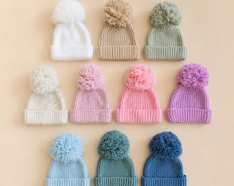 Newborn Baby Knit Toboggan- 100% Cotton Baby Hat, Baby Shower Gift