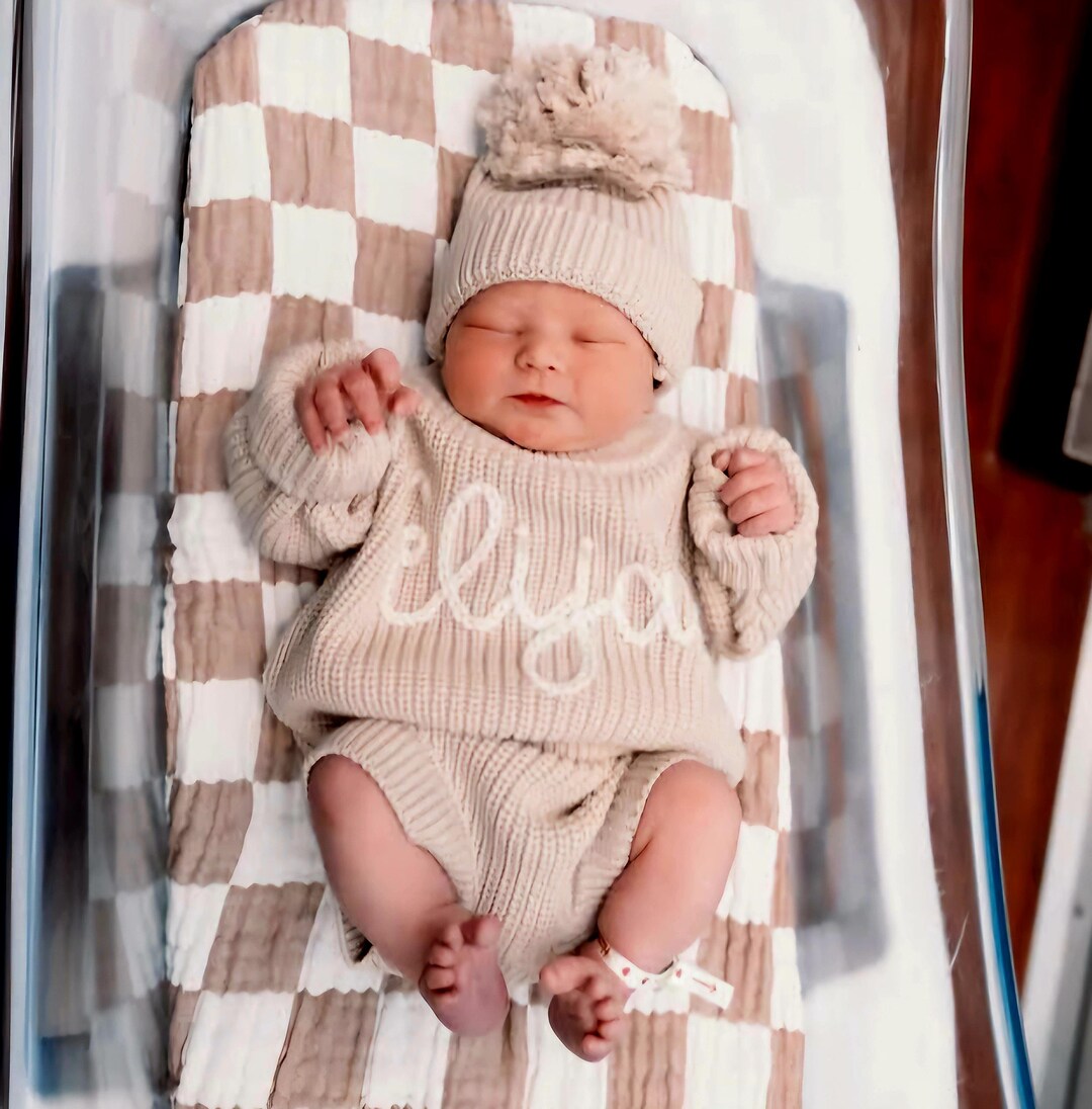 Olive Jersey Wrap Green Birth Announcement Set