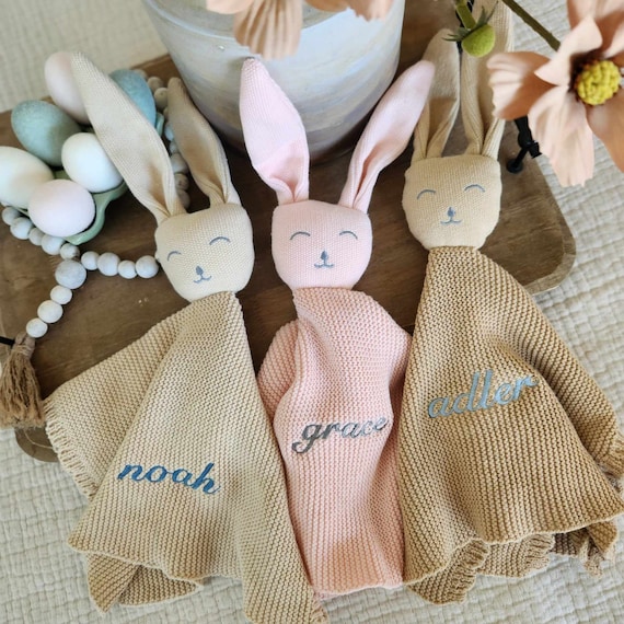 Embroidered Bunny Blanket Embroidered Lovie Personalized Baby Blanket Bunny Lovie Custom Baby Shower Gift Embroidered Blanket Etsy Canada