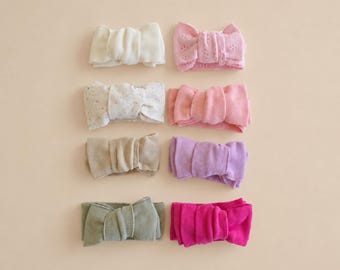 Oversized Topknot Bow, Knit Stretchy Newborn Bow, 100% Cotton