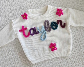 SWEATER - ADD-ON design or letter to a custom embroidered sweater, Add a flower, Add a custom design