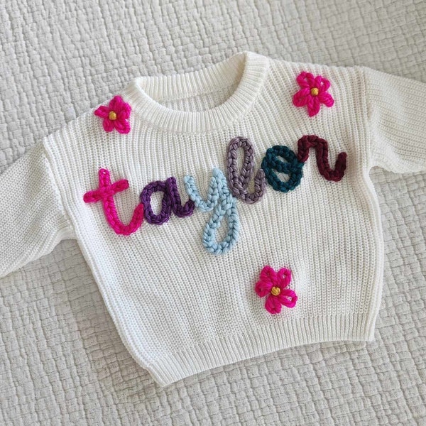 SWEATER - ADD-ON design or letter to a custom embroidered sweater, Add a flower, Add a custom design