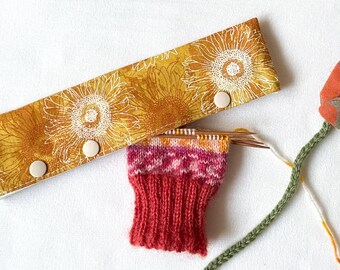 Sunflower Double Pointed Needle Holder: Knitting Project Cover, Knitting Needle Case.