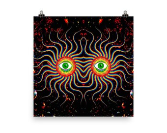 Third Eye Chakra Cosmic Eye Trippy Rainbow Wall Art Print