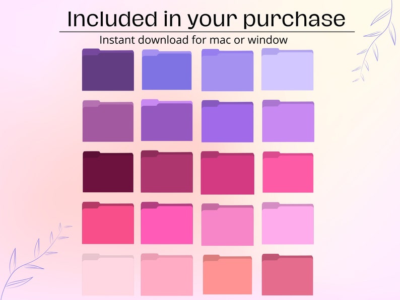 Pink Desktop Folder Icons for Mac and Windows Line Art and Etsy