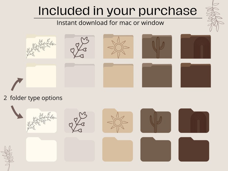 Desktop Folder Icons and Free Desktop Wallpaper neutral and - Etsy