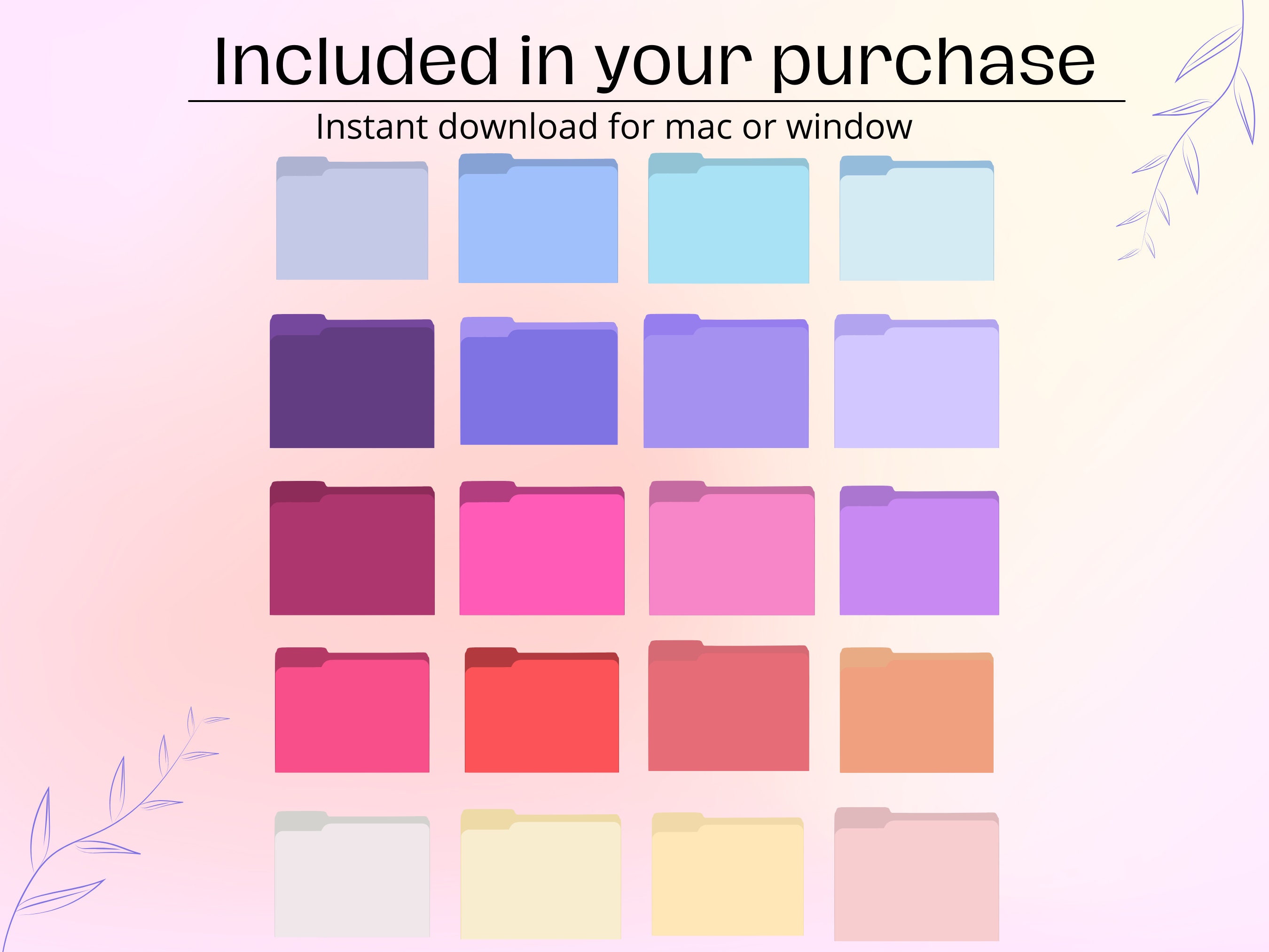 Desktop Folder Icons Windows and Mac Icon Line Art and Etsy