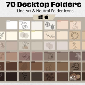 Desktop Folder Icon for Mac & Windows Icon| Line Art Neutral Folder Brown Desktop Organizer| Work Wallpaper Business Icon School Wallpaper