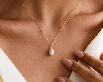 Minimalist Freshwater Pearl Necklace, Single Pearl Necklace, Wedding Necklace, Bridal Jewelry, Gift for Mom