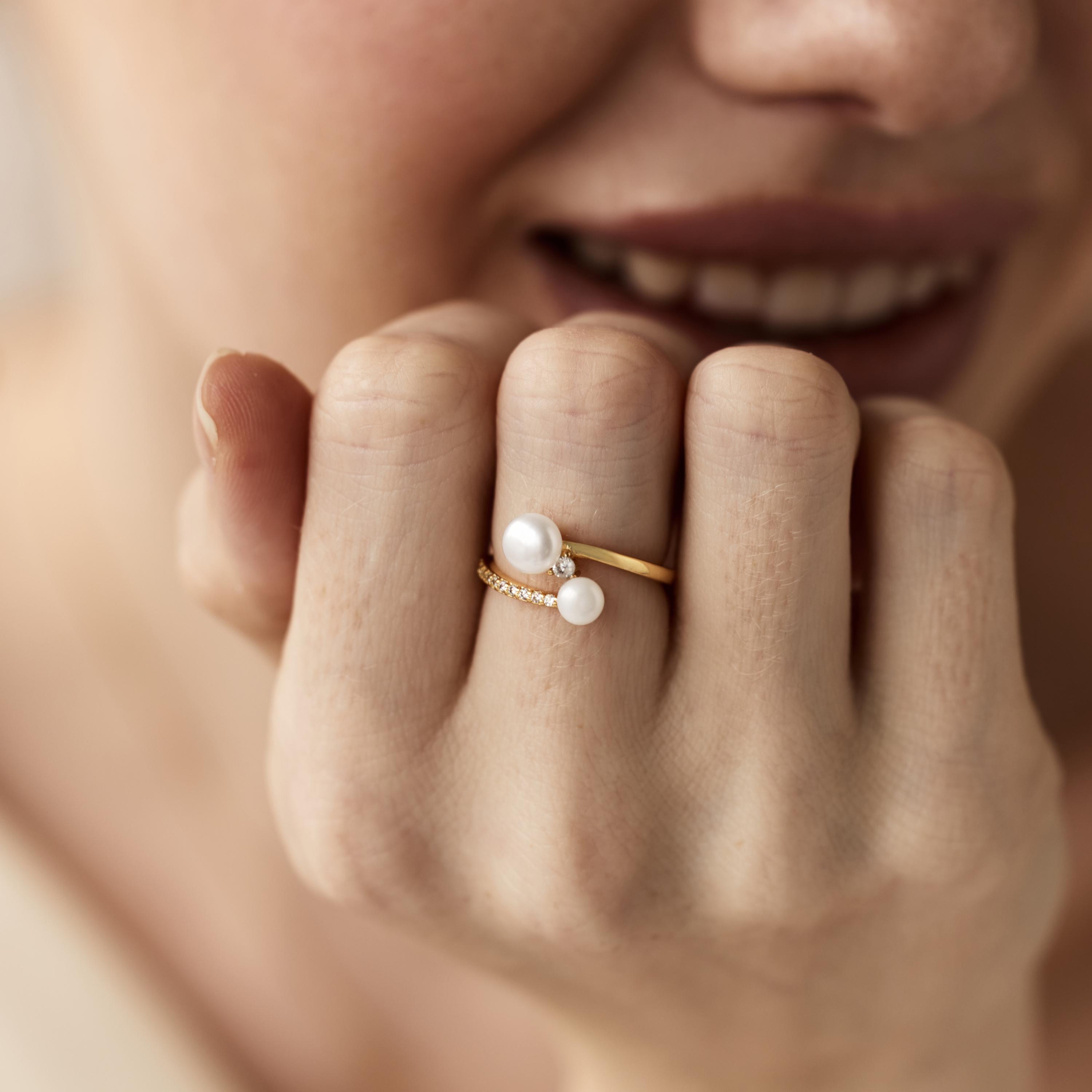 Double Pearl Ring - Etsy