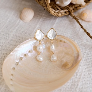My Sister's Cottage | Waterproof | Mother of Pearl Shell Dangle Earrings main image 1