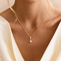 Pearl Pendant Necklace, Three Stone Marquise Shape CZ Diamond Necklace, Bridal Pearl Jewelry, Dainty Pearl Necklace, Bridesmaid Gift