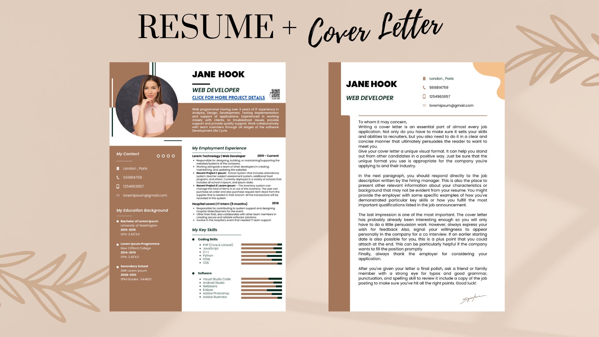 Digital Brown Resume Template for - Il Fullxfull.4247044881 Mleg 