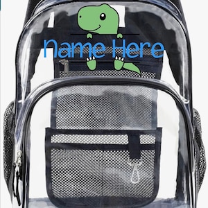 Clear Plastic Personalized Dinosaur Backpack
