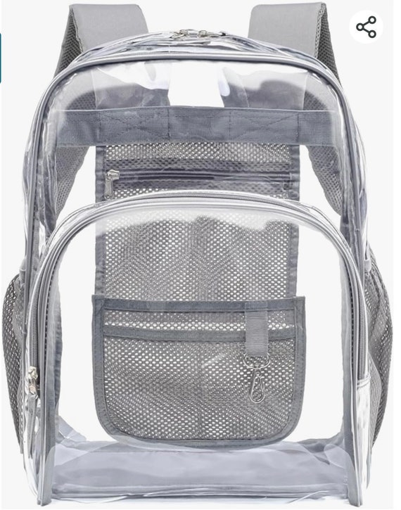 KUI WAN Heavy Duty Clear Backpack - Stadium Approved Transparent Bag For School, Events