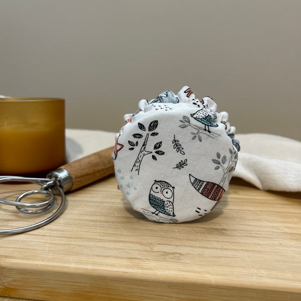 Owls and Foxes Geometric Cotton Jar Cover for Sourdough Starter, Reversible Wide Mouth and Regular Size Mason Jar Cover