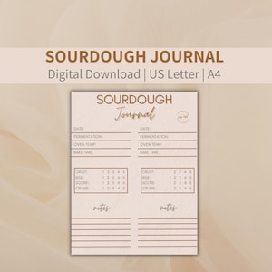 Sourdough Journal, Log Your Sourdough Baking, Printable Sourdough Tracking Sheet, Score Your Bread Loaves