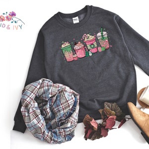 Womens Christmas Coffee Sweatshirt - Roze Kerst Sweatshirt - Vakantie Truien voor Vrouwen - Winter Sweatshirt