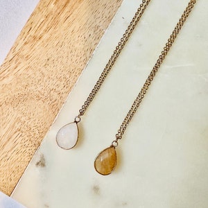 Gold Plated Quartz Pendant Necklace | Quartz Pendant Necklace | Pendant Necklace