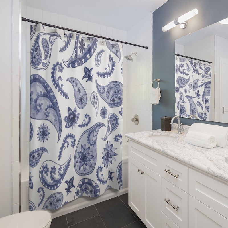Blue Shower Curtain - Etsy