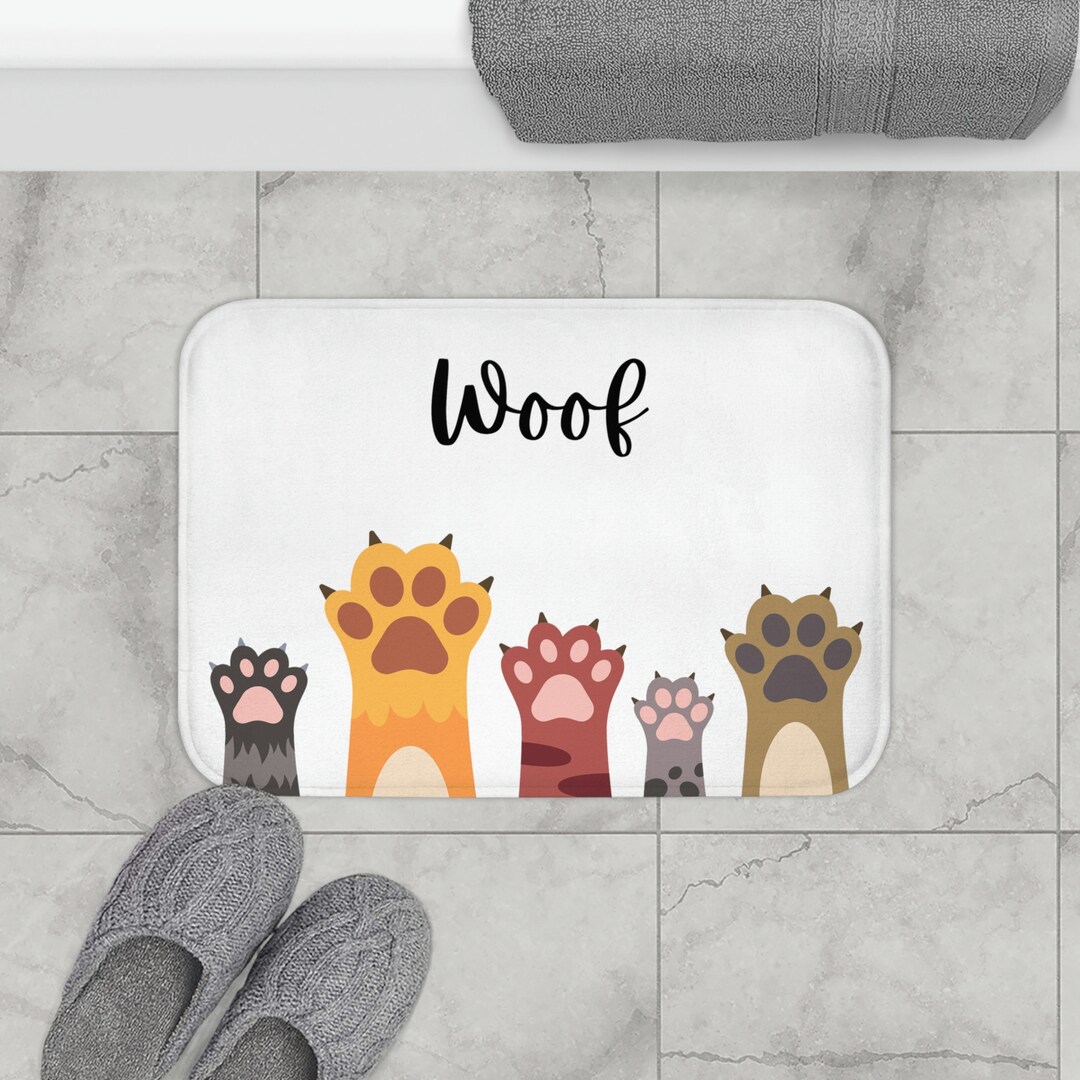 Dog Paw Bath Mat Woof Bath Mat Dog Bath Mat Funny Bath Mat Kids