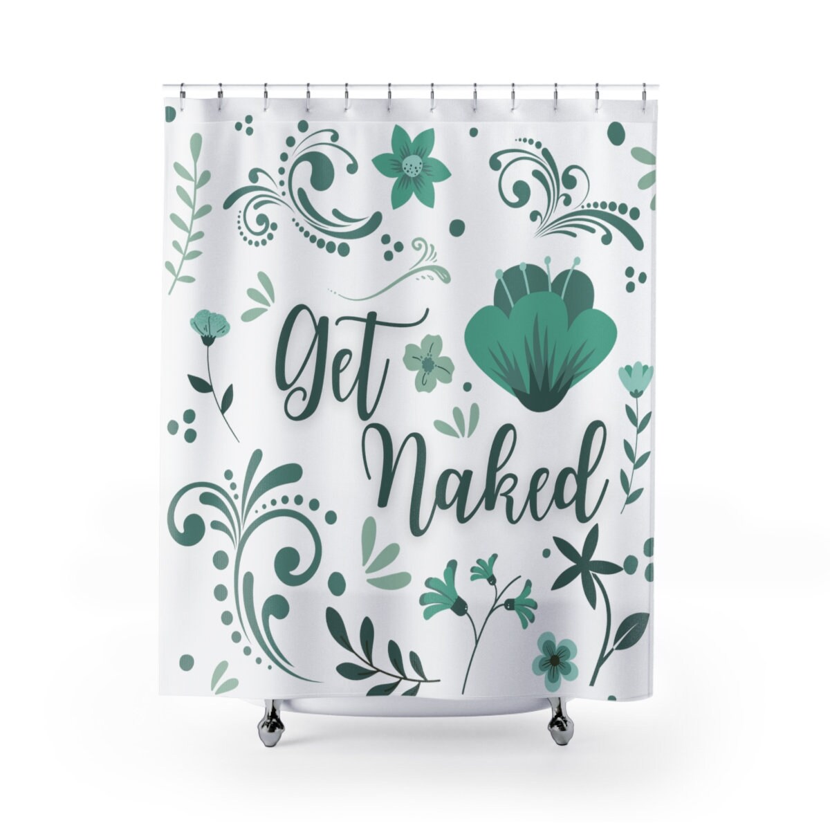 Get Naked Shower Curtain Green Shower Curtain Floral - Etsy