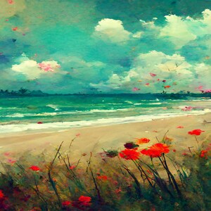 Beach Painting, 4K Samsung Frame TV Art, Digital Wallpaper Art For Samsung, Abstract Digital Frame Art, Digital Download