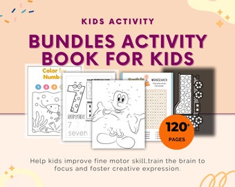 Activity Book for Kids 120 Pages Tracing Number,Connect Dot to Dot, Word Search |Digital Download | Preschool Worksheet| Instant Download