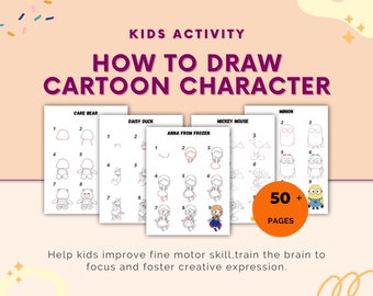 Cartoon Character Drawing Guide: 50 Page Kids Activity (PDF)