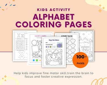 Preschool Alphabet Coloring Worksheet| 100+ Coloring Activities Pages| Printable Digital Instant Download