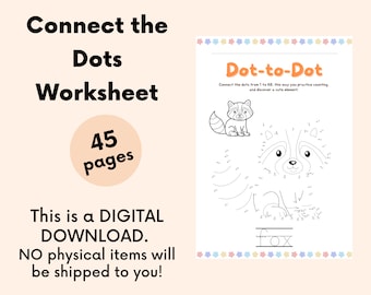 Connect the Dots Printable Workbook | 45 Pages Preschool Activity (Digital Download)