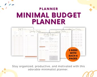 Minimal Budget Planner | Monthly Spending, Savings, Debt Tracker (Digital Download)