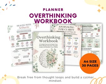 Overthinking Workbook | Printable Mental Health Journal | Anxiety Relief Workbook | Self-Reflection Planner PDF