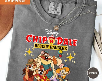 Comfort Colors, Retro 90s Chipmunk Brother Chip n Dale Rescue Rangers Comfort Colors Shirt, Funny T-shirt, Family Vacation, Walt World Trip