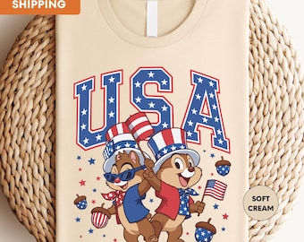 Disney USA Shirt, Chip and Dale 4th of July T-Shirt, Disney Independence Day Shirt, Disneyworld American Flag Shirt, Chip Fourth of July Tee