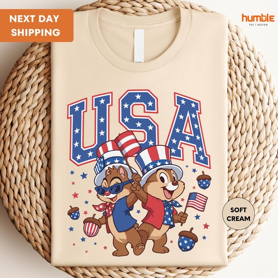 Disney USA Shirt, Chip and Dale 4th of July T-Shirt, Disney Independence Day Shirt, Disneyworld American Flag Shirt, Chip Fourth of July Tee