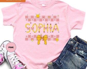 Custom Pencil Name Shirt, Personalized School Girl Shirt, Back To School Kids Shirt, First Day Of School Shirt, Custom School Tshirt