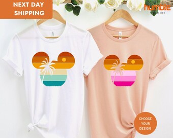 Mickey Sunset Beach Disney T-Shirts, Disney Family Vacation Outfits, Disneyland Shirt, Disney Tropical Tee