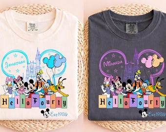 Personalized Disneyland 40th Birthday Princess Tee, Disney Hello Fourty Birthday Gift, Mickey Ears Castle Shirt, Disney Birthday Crew