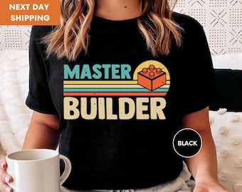 Master Builder Shirt, Building Blocks, Birthday Gift For Kids, Funny Dad T-shirt, Men Graphic Tee, Building Gift, Gift for him