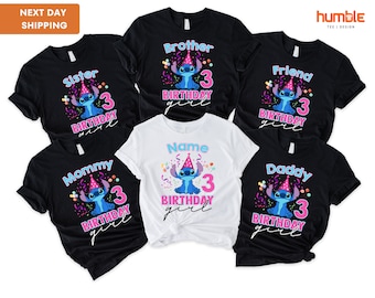 Personalized Birthday Shirt, Custom Disney Stitch Birthday Shirt, Birthday Girl Shirt, Birthday Family Shirts