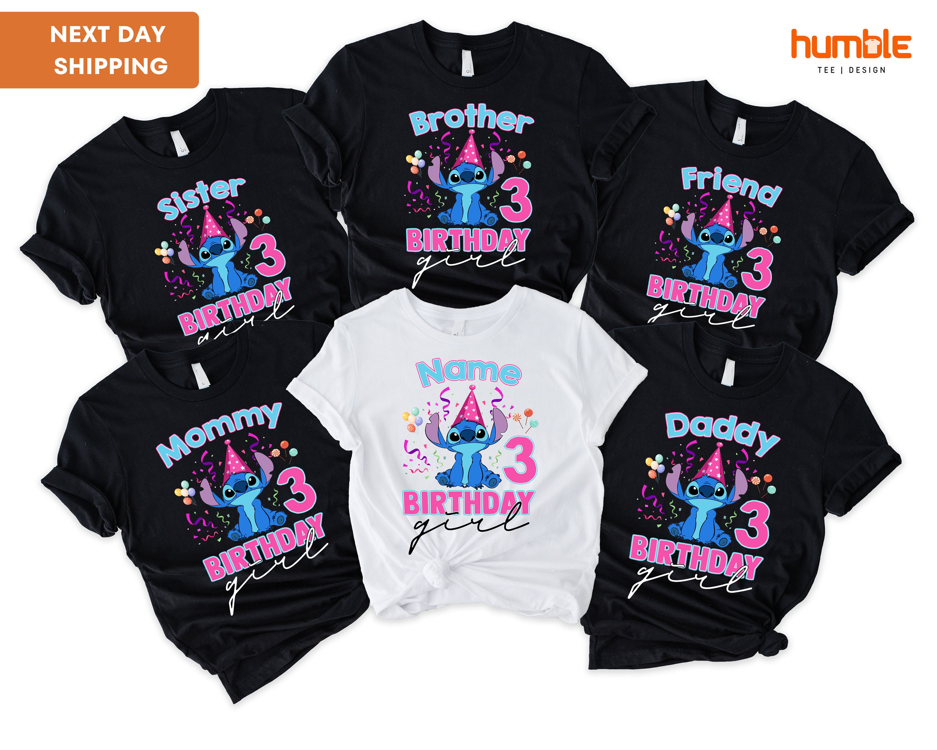 Personalized Birthday Shirt, Custom Disney Stitch Birthday Shirt, Birthday Girl Shirt, Birthday Family Shirts