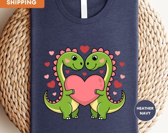 Funny Valentine's Day Dinosaur Couple Shirt, Dino Heart Shirt, Valentines Day Gift, Dino Lover Gift, Valentines Day Cute Dinosaur Shirt
