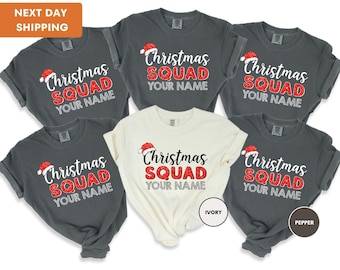 Comfort Colors Personalized Christmas Squad Shirt, Custom Name Christmas Crew Shirt, Christmas Holiday Group Shirts, Family Christmas Tees