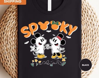 Retro Mickey Minnie Halloween Couple Shirts, Mickey Ghost Shirt, Minnie Ghost Shirt, Spooky Season Shirt, Disney Halloween