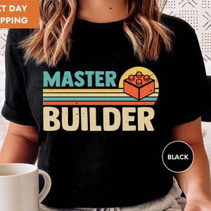 Master Builder Shirt, Building Blocks, Birthday Gift For Kids, Funny Dad T-shirt, Men Graphic Tee, Building Gift, Gift for him